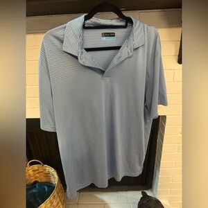 PGA Tour Light Blue and White Striped Polo